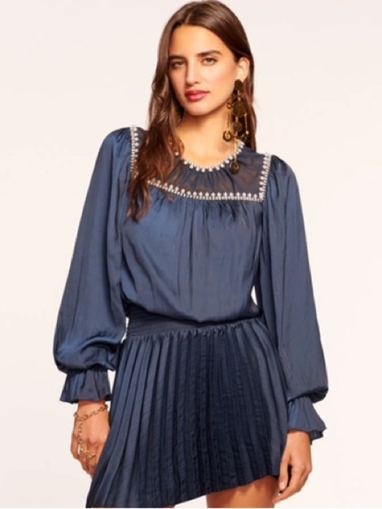 Ramy Brook Dresses & Skirts - Ramy Brook Embellished Long Sleeve Mini Dress In Blue M